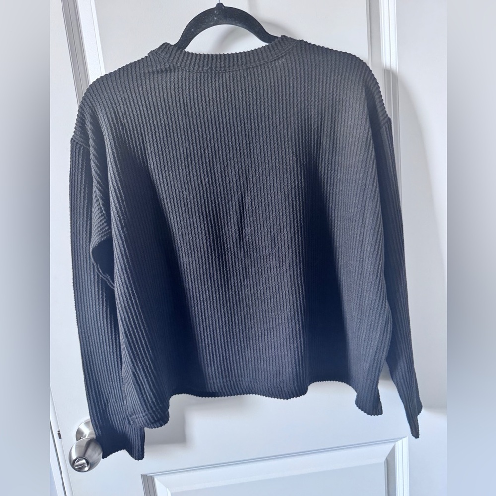NWOT-Zenana Outfitters Black Ribbed Top & Shorts Set-Small - Picture 4 of 6